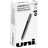 uniball™ Roller Rollerball Pen - Fine Pen Point - 0.7 mm Pen Point Size - Black - Black Stainless Steel Barrel - 1 Dozen