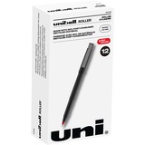 uniball™ Roller Rollerball Pen - Micro Pen Point - 0.5 mm Pen Point Size - Red Water Based Ink - Black Stainless Steel Barrel - 1 Dozen