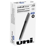uniball™ Roller Rollerball Pen - Micro Pen Point - 0.5 mm Pen Point Size - Blue Water Based Ink - Black Stainless Steel Barrel - 1 Dozen