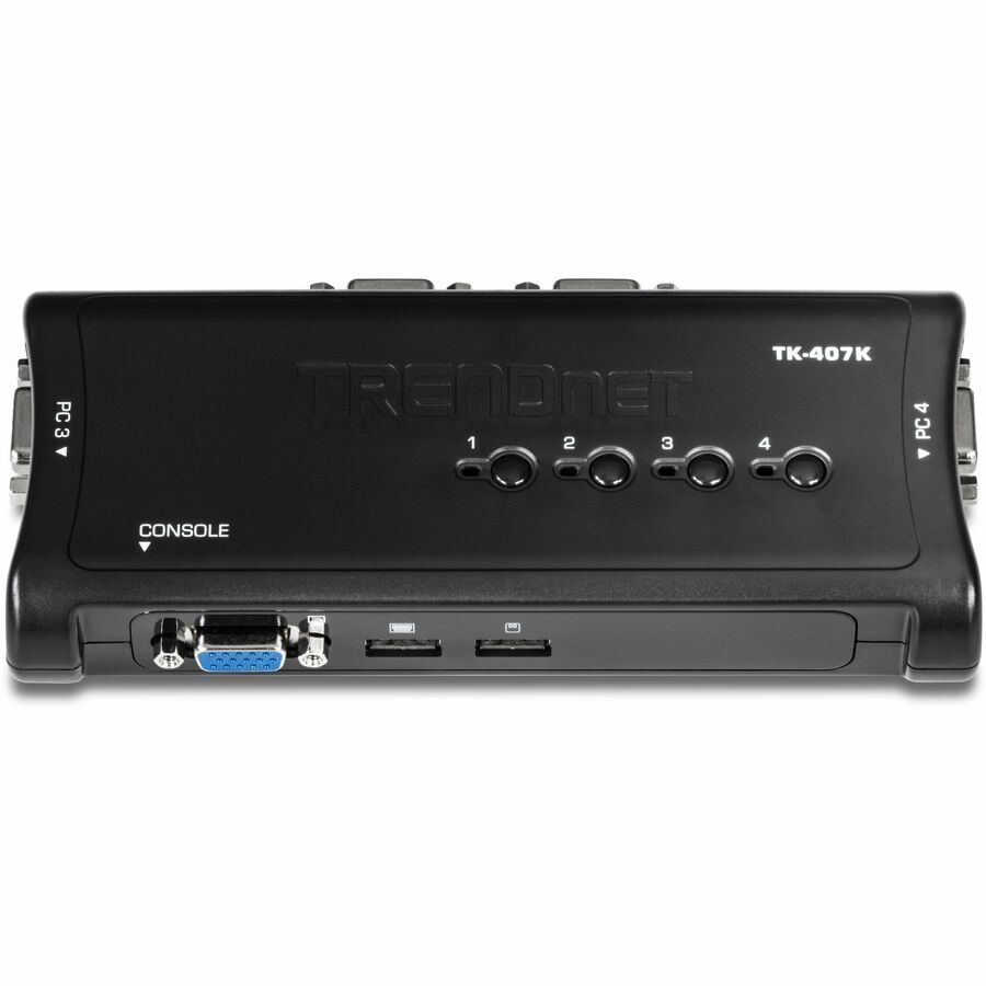 TRENDnet 4-Port USB KVM Switch Kit, VGA And USB Connections, 2048 x 1536 Resolution, Cabling Included, Control Up To 4 Computers, Compliant With Window, Linux, and Mac OS, TK-407K