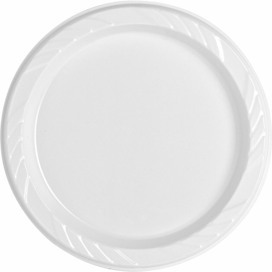 Genuine Joe 6" Plastic Round Plates Reusable/Disposable 125/PK White 10327 