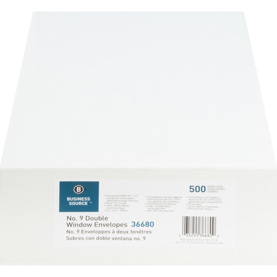 Picture of Business Source No. 9 Double Window Invoice Envelopes