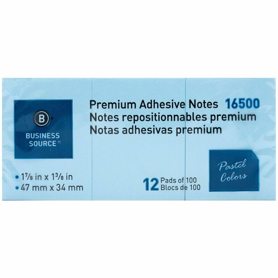 Business Source Premium Plain Pastel Adhesive Notes
