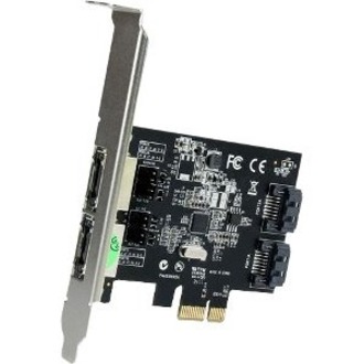 StarTech.com PCIe SATA Controller - Serial ATA/600 - PCI Express x1 - Plug-in Card - 4 Total SATA Port(s) - 2 SATA Port(s) Internal - 2 SATA Port(s) External - PC