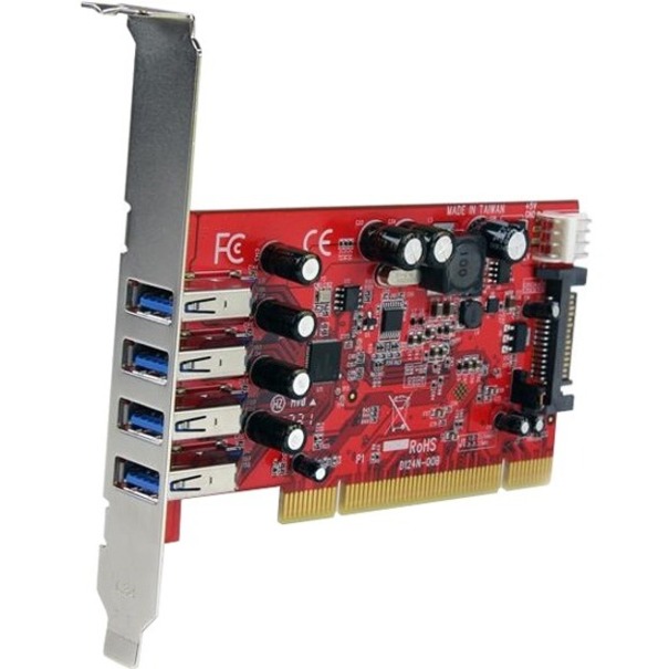 StarTech 4 Port PCI SuperSpeed USB 3.0 Adapter Card with SATA/SP4 Power, 5Gbps, TAA