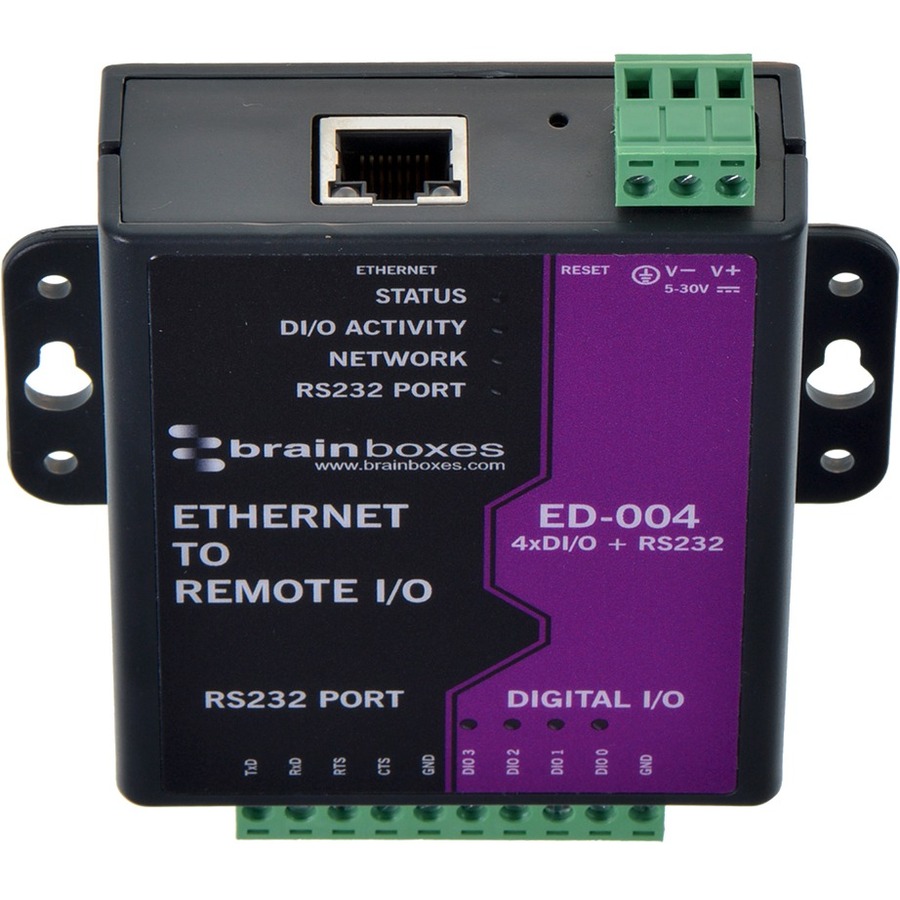 Brainboxes - Ethernet to 4 Digital IO and RS232 Serial Port