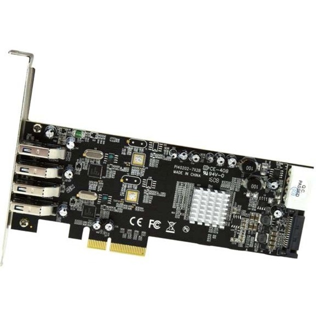 StarTech 4 Port PCI Express (PCIe) SuperSpeed USB 3.0 Card Adapter w/ 2 Dedicated 5Gbps Channels - UASP - SATA / LP4 Power