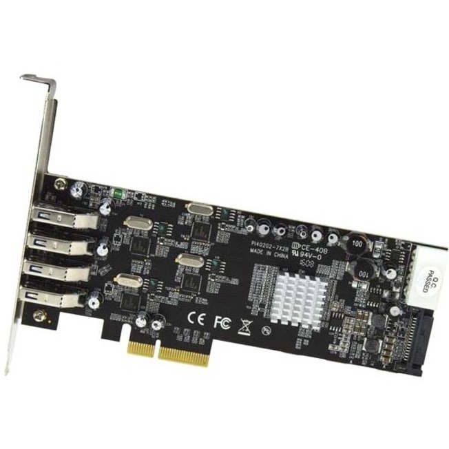 StarTech 4 Port PCI Express (PCIe) SuperSpeed USB 3.0 Card Adapter w/ 4 Dedicated 5Gbps Channels - UASP - SATA/LP4 Power