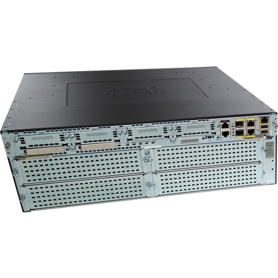 Cisco 3945 Router - 3 Ports - Management Port - 17 - Gigabit Ethernet - 3U - Rack-mountable - 90 Day