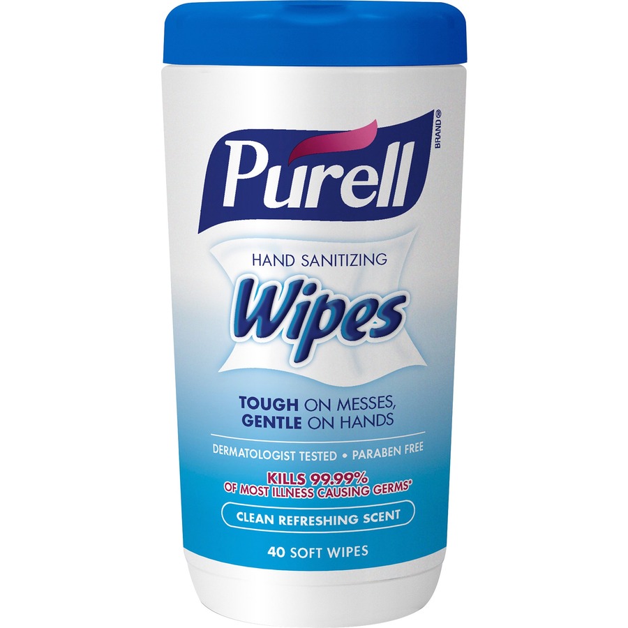 Picture of Purell Clean Scent Hand Sanitizing Wipes - Clean - White - Durable, Alcohol-free - For Hand - 40 Sheets Per Canister - 6 / Carton