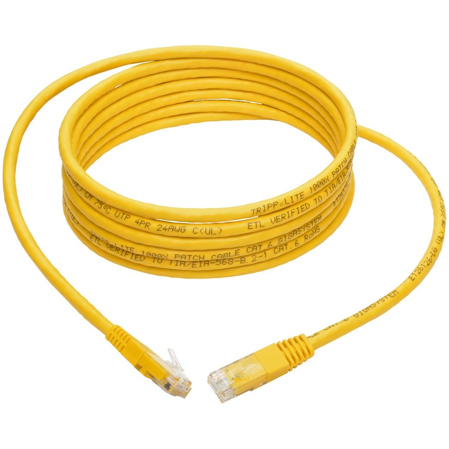 Tripp Lite by Eaton Cat6 Gigabit Molded (UTP) Ethernet Cable (RJ45 M/M) PoE Yellow 10 ft. (3.05 m)