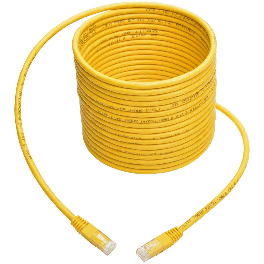 Tripp Lite by Eaton Cat6 Gigabit Molded (UTP) Ethernet Cable (RJ45 M/M) PoE Yellow 25 ft. (7.62 m)