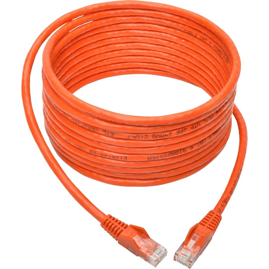 Tripp Lite by Eaton Cat6 Gigabit Snagless Molded (UTP) Ethernet Cable (RJ45 M/M) PoE Orange 15 ft. (4.57 m)