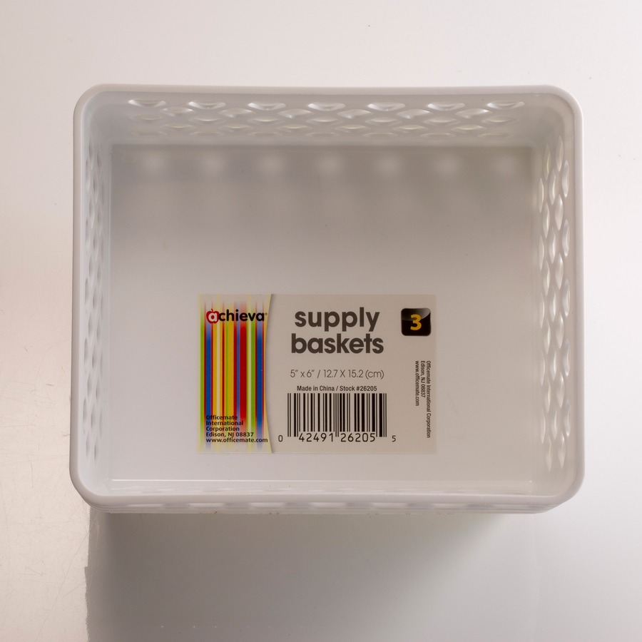 Officemate Supply Baskets - 2.4 Height x 10.1 Width x 6.1 Depth - Black  - Plastic