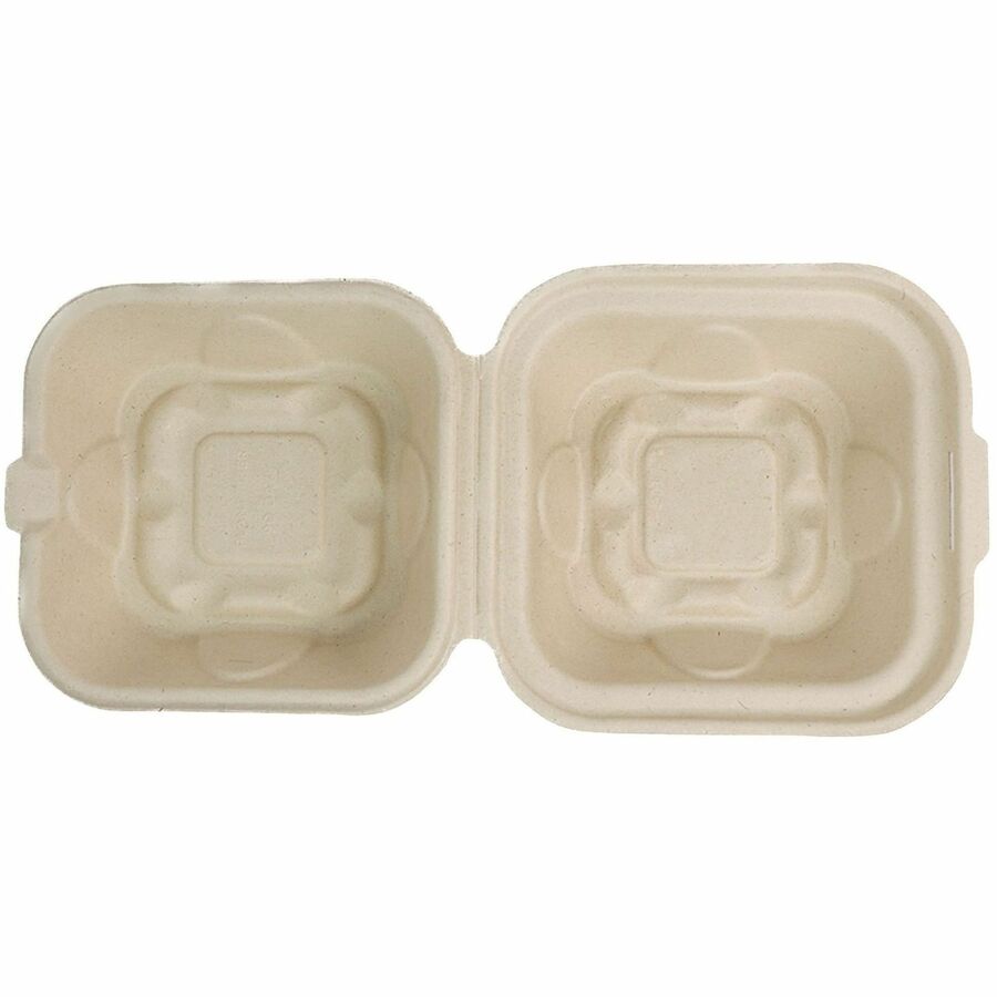 World Centric Compostable Fiber Hinged Container - Food, Food Storage - Natural - Fiber Body - 300 / Carton