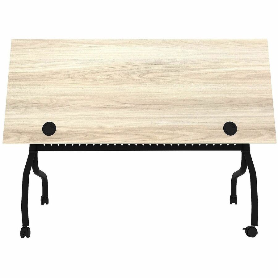 Lorell Modern Elm/Black Flip-Up Training Tables - Melamine Top - Black Four Leg Base - 4 Legs - 60" Table Top Width x 23.60" Table Top Depth - 29.50" Height - Training - Assembly Required - Modern Elm - Nylon - Melamine Top Material - Metal Base Material 
