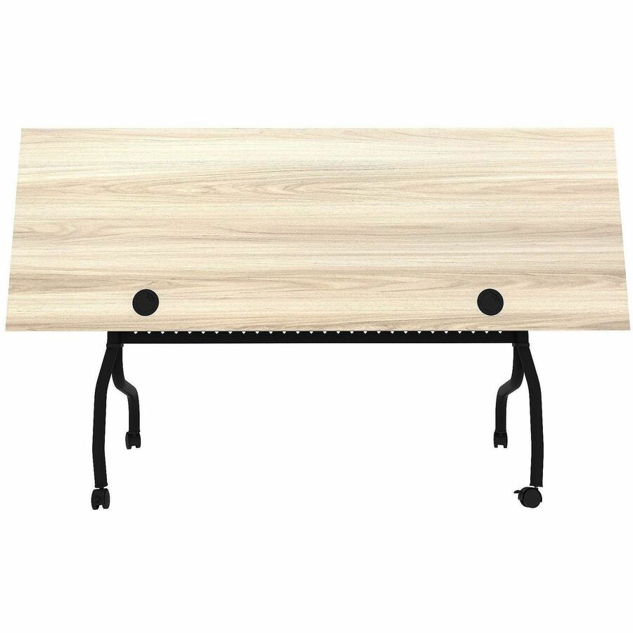 Lorell Modern Elm/Black Flip-Up Training Tables - Melamine Top - Black Four Leg Base - 4 Legs - 72" Table Top Width x 23.60" Table Top Depth - 29.50" Height - Training - Assembly Required - Modern Elm - Nylon - Melamine Top Material - Metal Base Material 