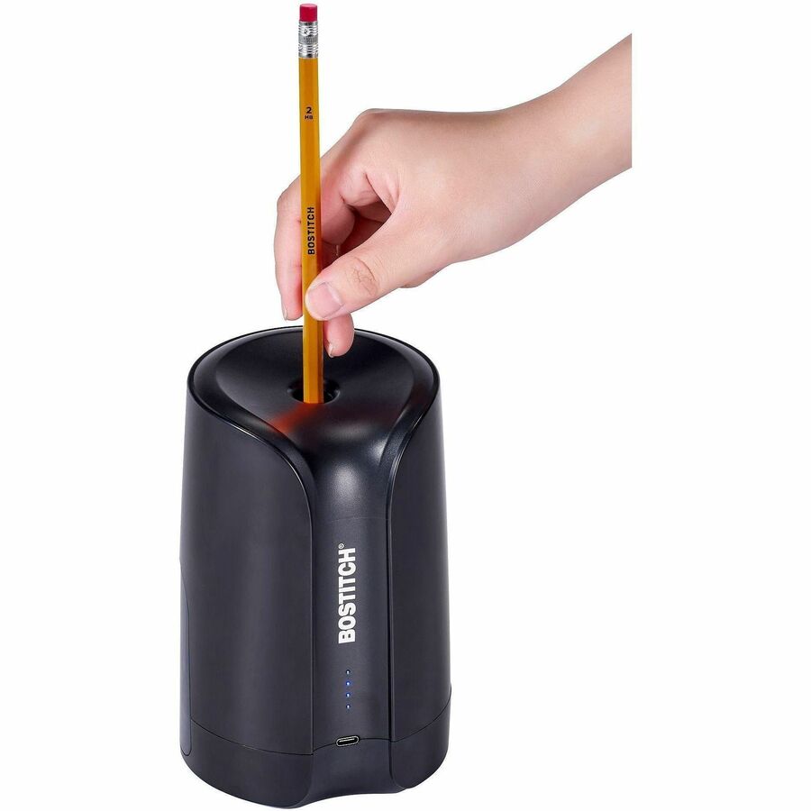 Bostitch Rechargeable Pencil Sharpener - Battery Powered - Black - 1 Each