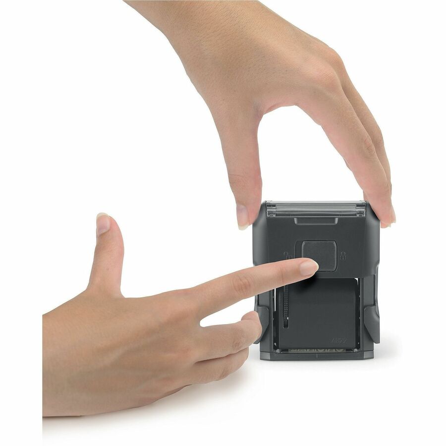 Printy Self-inking dial-a-phrase stamp with 4mm font size - Phrase or Date - 24" Impression Width x 4" Impression Length - Red - Office, Home - Recycled