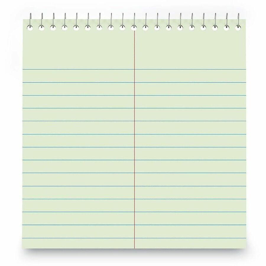 Business Source Green Tint Steno Notebook - Gregg Ruled Margin - 6" x 9" Sheet Size - Green Cover - Note Section, Portable, Top Side Opening - 6 / Pack