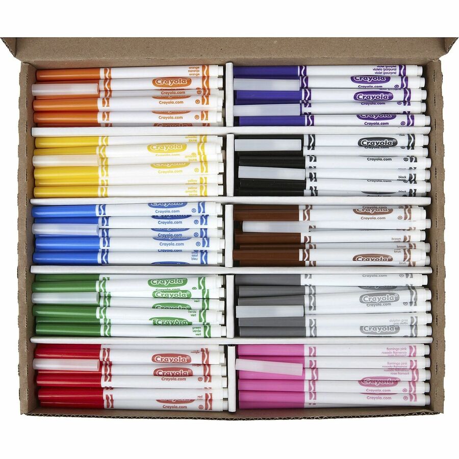 Prang Bullet Tip Washable Master Pack Art Markers - Bullet Marker Point  Style - Violet, Black, Green, Orange, Purple, Yellow, Red, Brown Water  Based Ink - White Barrel - 8 / Case