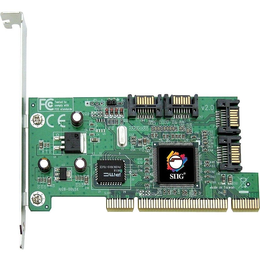 SIIG SC-SA4R12-S2 SATA 4-channel RAID controller PCI plug-in card — top view