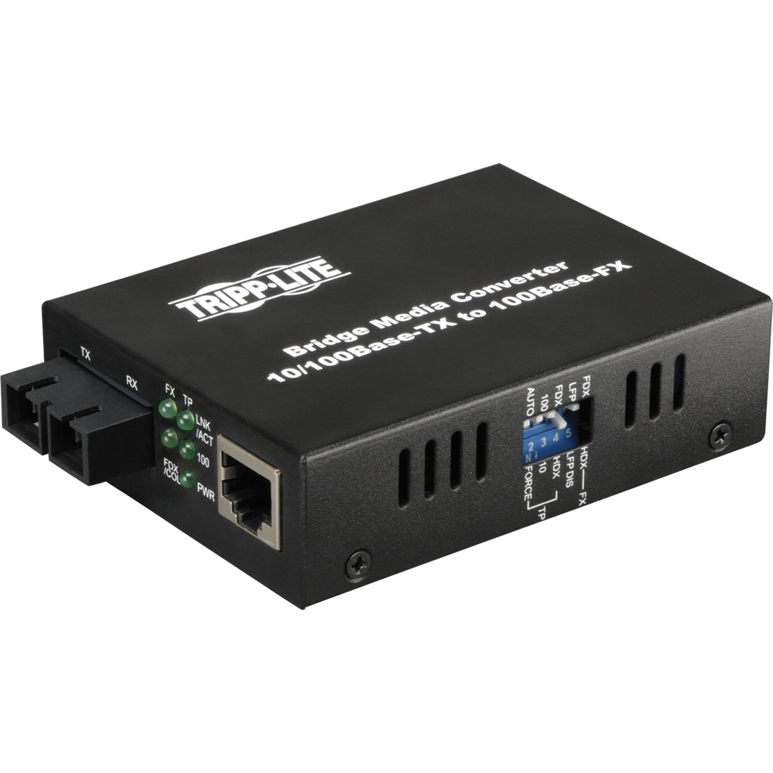 Eaton N784-001-SC 10/100 Mbps Ethernet to fiber media converter with SC single-mode support — top view