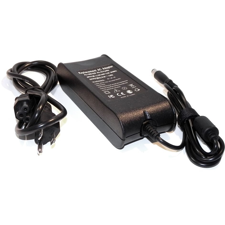 Dell 90W AC adapter with 7.4 mm tip for compatible Dell laptops — top view