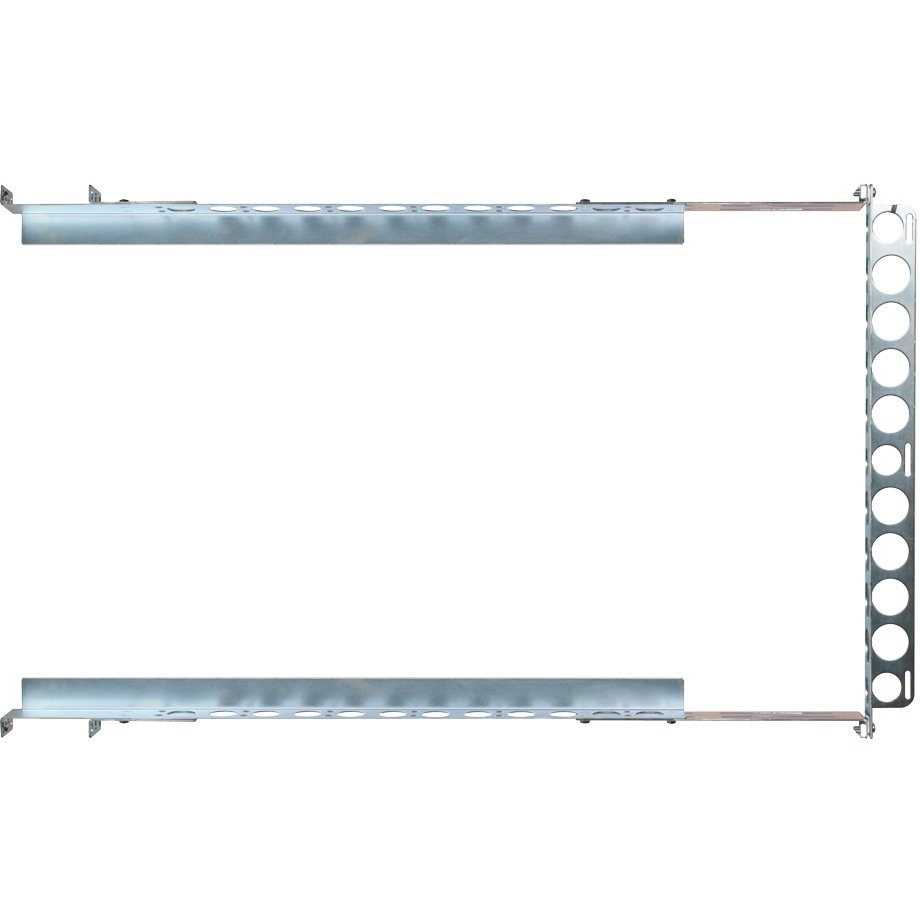 Rack Solutions 1U 2-post universal fixed rail for secure rack mounting — top view