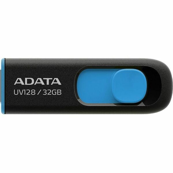 ADATA DashDrive UV128 32GB Retractable USB 3.0 Flash Drive, Black/Blue