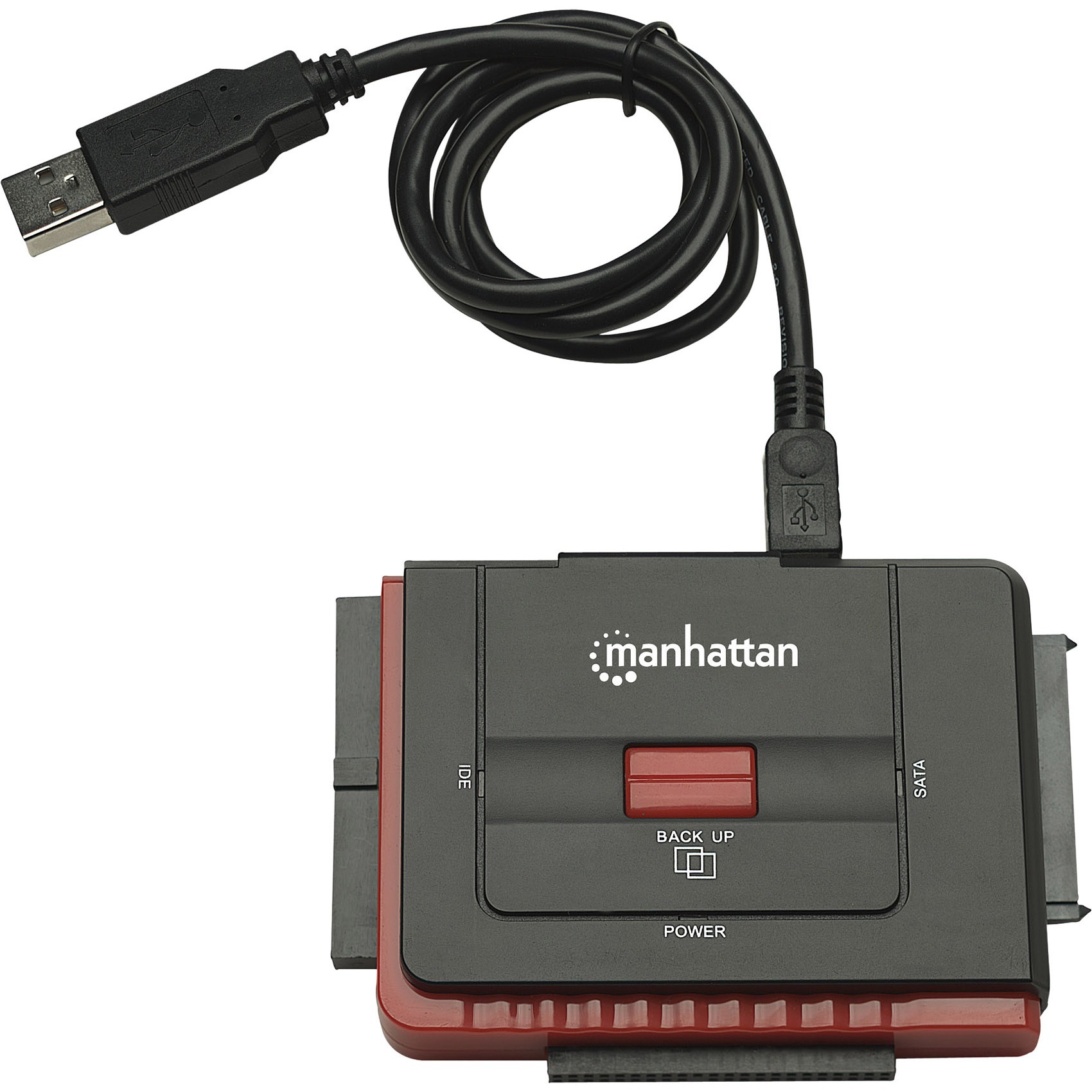 MANHATTAN 3-in-1 backup adapter with one-touch backup for hard drives up to 5.2 — top view