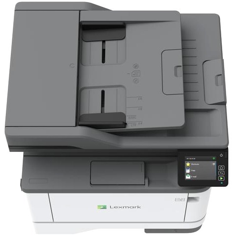 Lexmark MX431adn monochrome all-in-one laser printer with duplex printing and Ethernet connectivity — top view