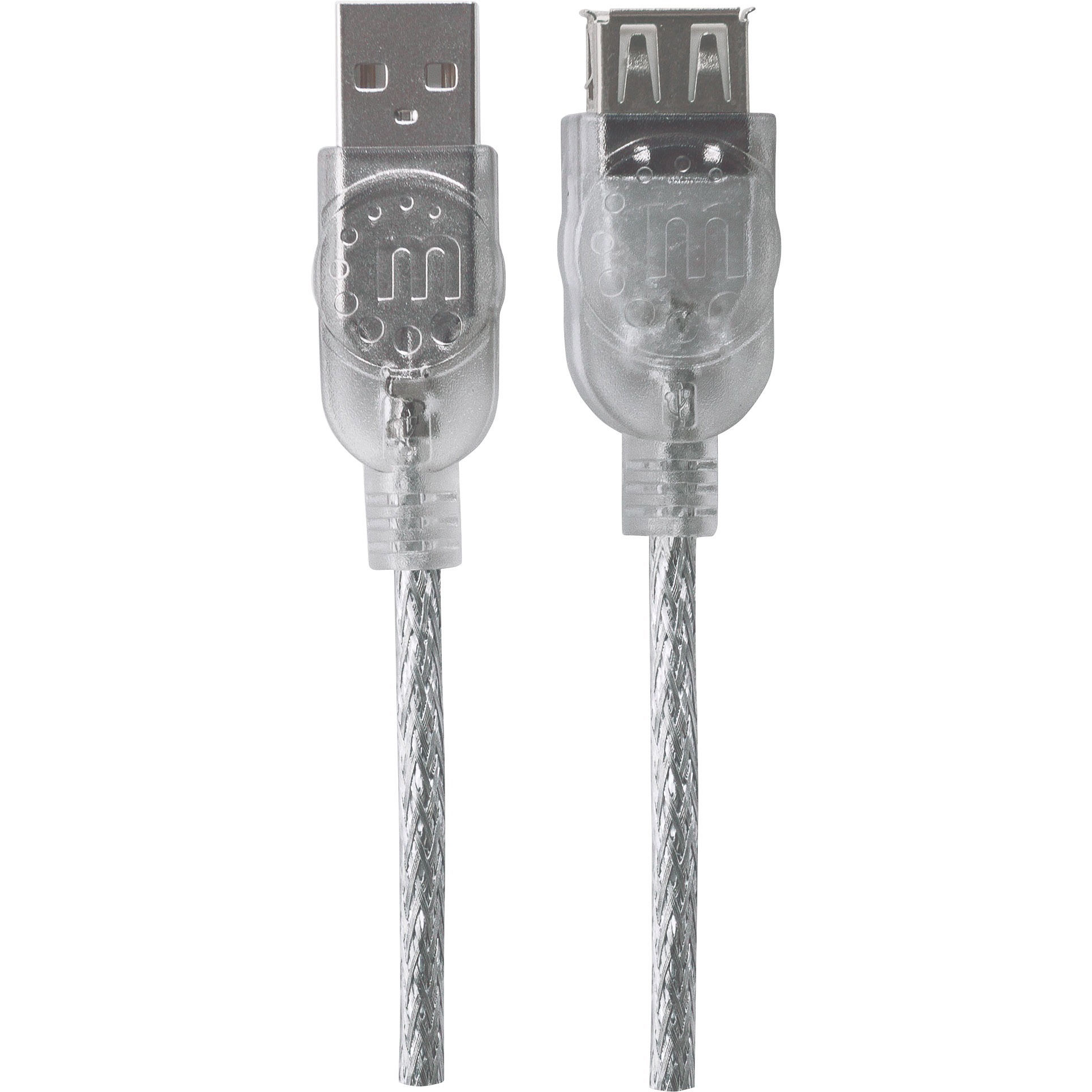 Manhattan 15 ft USB extension cable with USB Type A male to female connectors, black — top view