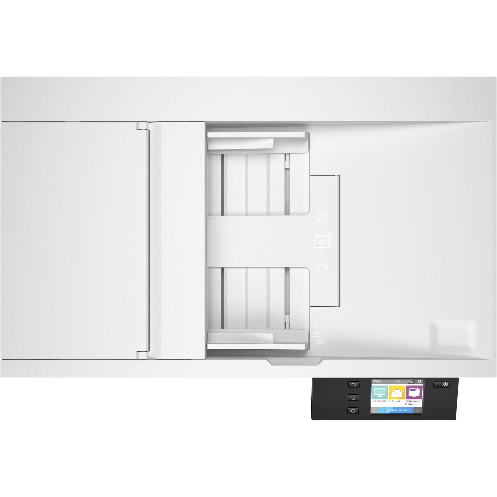 HP ScanJet Enterprise Flow N6600 fnw1 flatbed scanner with network connectivity and duplex scanning — top view
