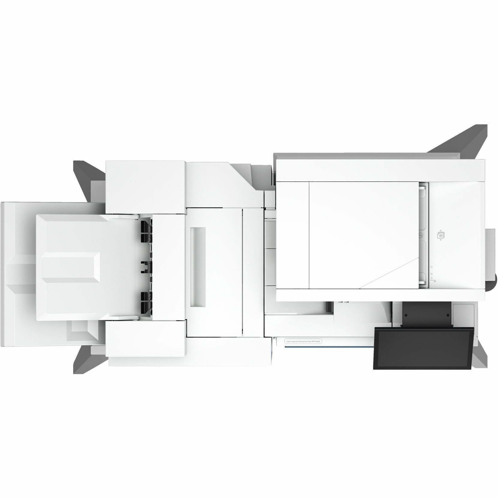 HP Color LaserJet Enterprise Flow MFP 6800zfw+ color laser multifunction printer — top view