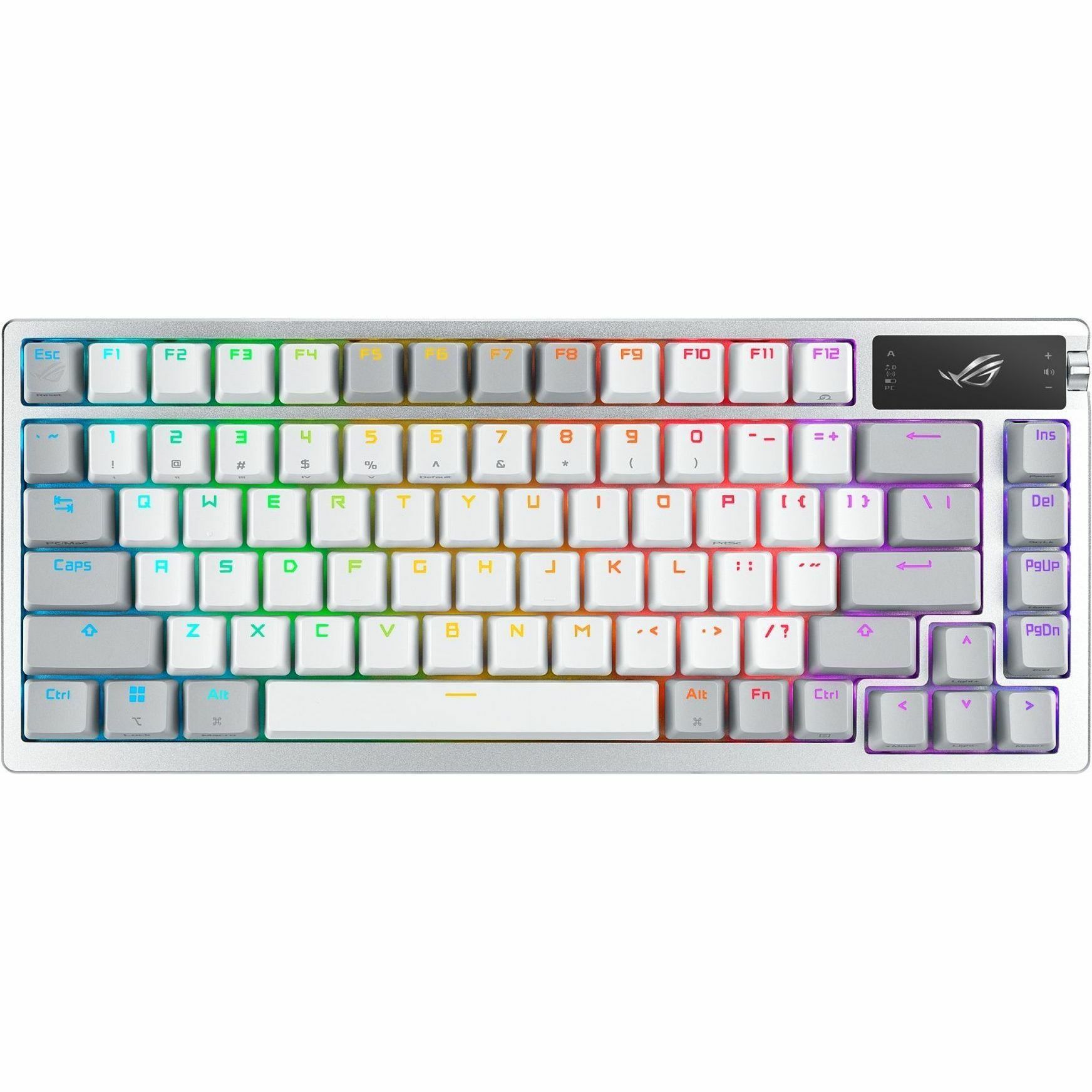 ASUS ROG Azoth wireless DIY custom gaming keyboard with OLED display and compact 75% layout — top view