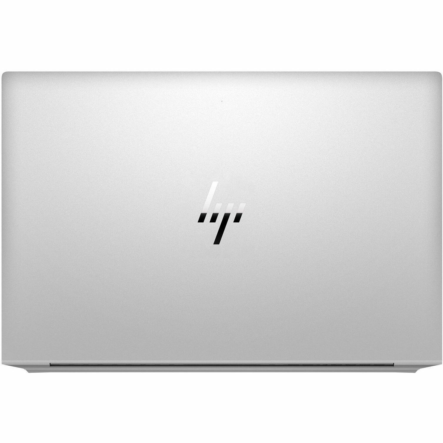 Refurbished HP EliteBook 830 G8 business laptop with 13.3-inch Full HD touchscreen, silver chassis, and Windows 11 Pro — top view