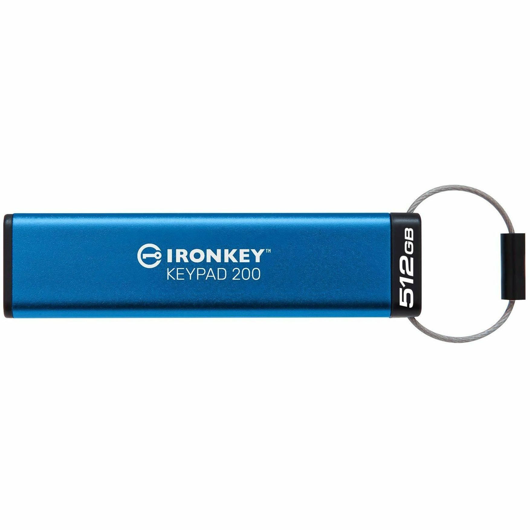 Kingston IronKey Keypad 200 512GB encrypted USB flash drive with keypad access — top view