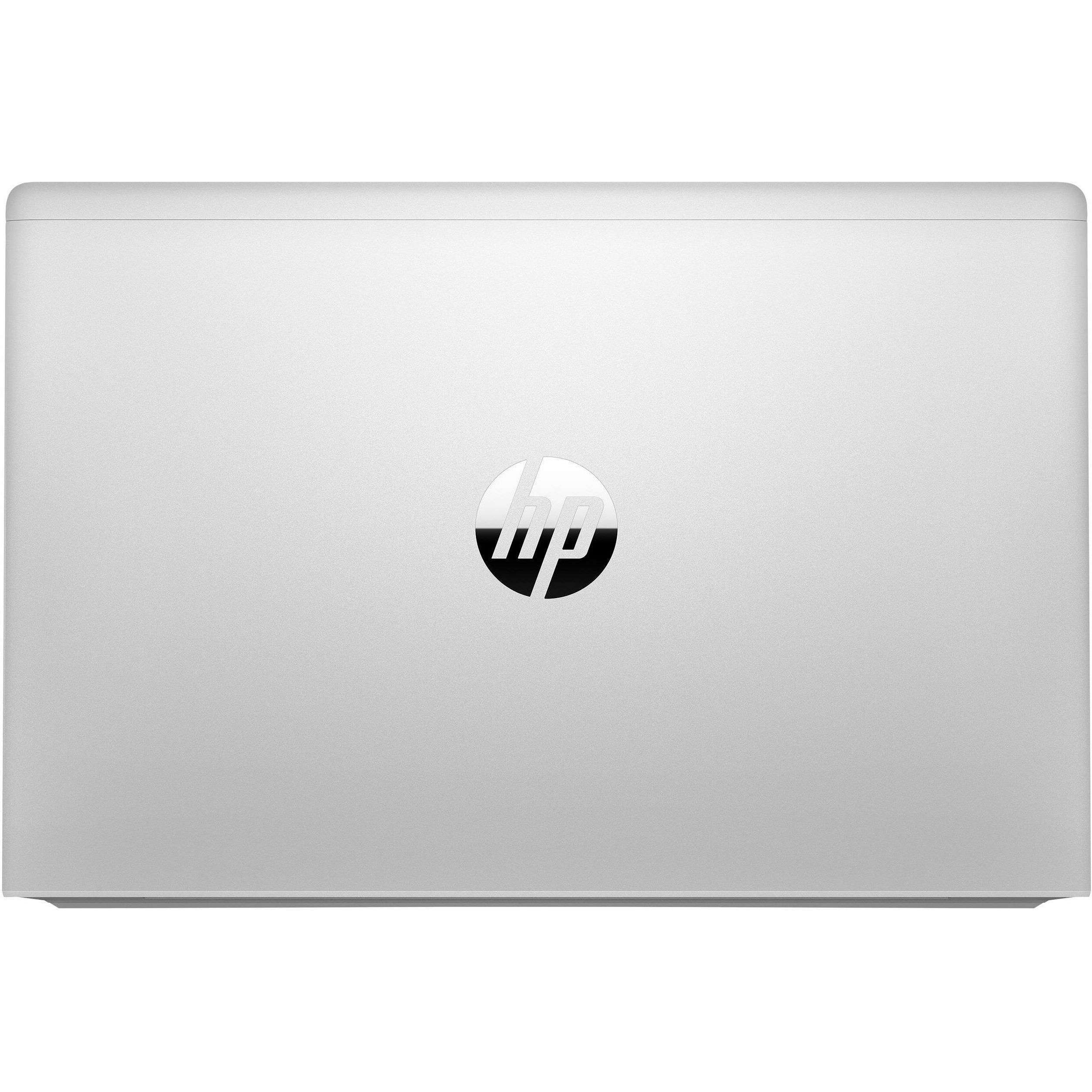 Refurbished HP 640 G8 business laptop with 14-inch display, Core i5, 16 GB RAM, and 256 GB SSD — top view