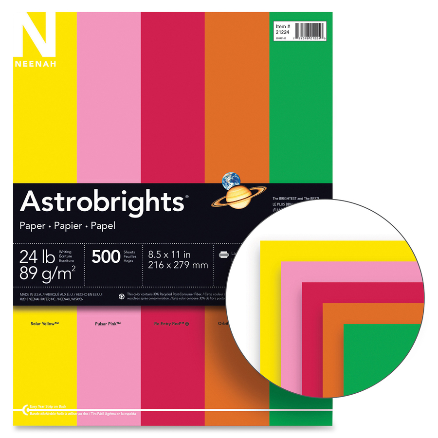 Astrobrights Color Cardstock 8.5 x 11 FSC Certified 65 lb. Natural