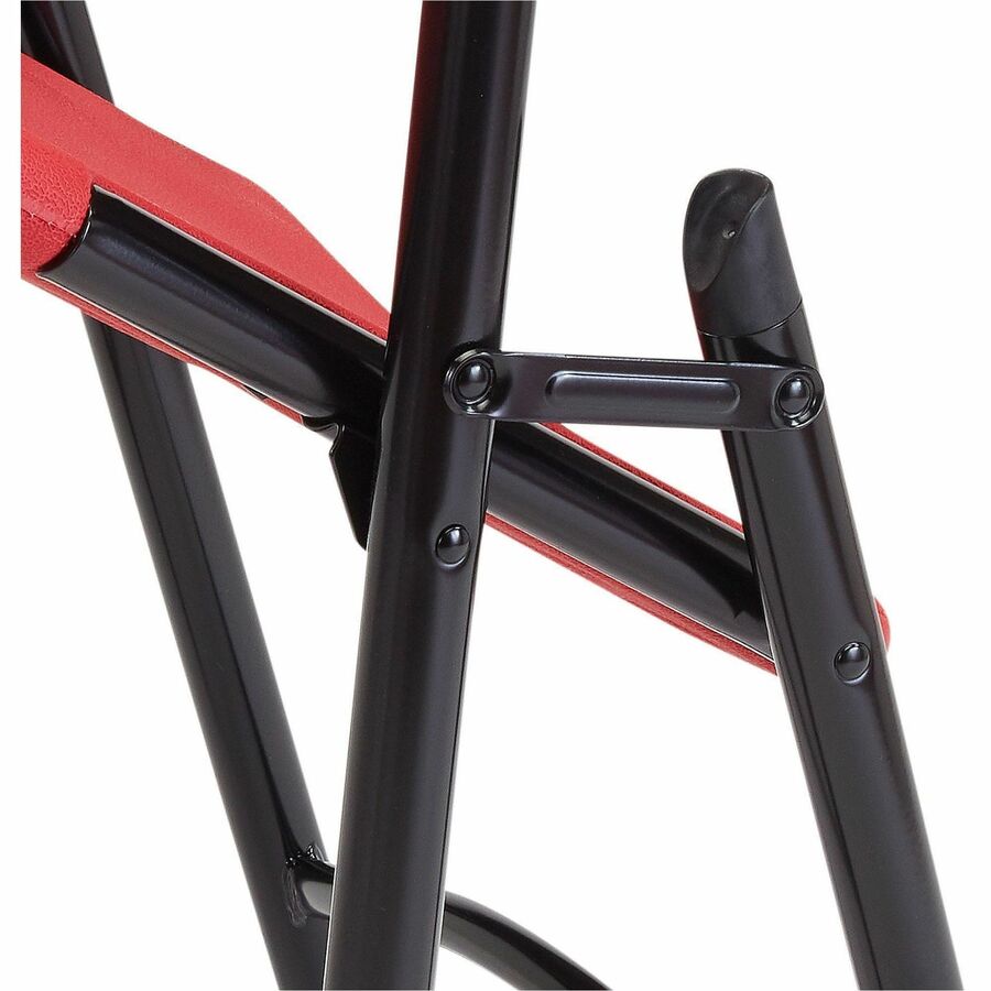 National Public Seating 600 Series Folding Chairs - Powder Coated, Black Frame Color - Steel Frame Material - Four-legged Base - Red - Plastic Resin, Steel, Metal - 4 / Carton