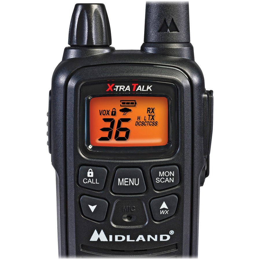 Midland LXT600VP3 Two-Way Radio 36 Radio Channels 22 GMRS/FRS Upto  158400 ft 121 Total Privacy Codes Hands-free, Silent Operation Water  Resistant
