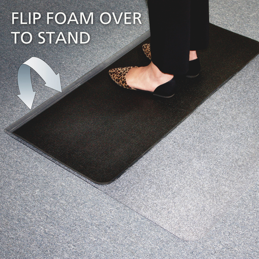 ES ROBBINS Sit-or-Stand Dual-purpose Mat - Hard Floor, Carpeted Floor - 53" Length x 45" Width - Rectangular - Clear, Black - 1 Each