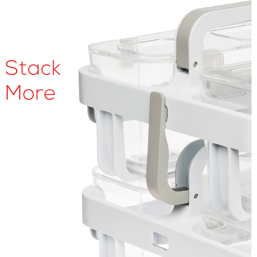 Deflecto Stackable Caddy Organizer - 6.5 Height x 14 Width x 10.5 Depth  - White - Plastic - 1 Each