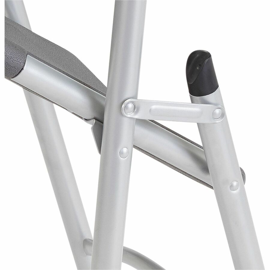 National Public Seating 600 Series Folding Chairs - Charcoal Slate Seat Color - Plastic Seat Material - Charcoal Slate Back Color - Plastic Back Material - Silvertone Frame Color - Tubular Steel, Metal Frame Material - Charcoal Slate - Plastic, Resin - 4 