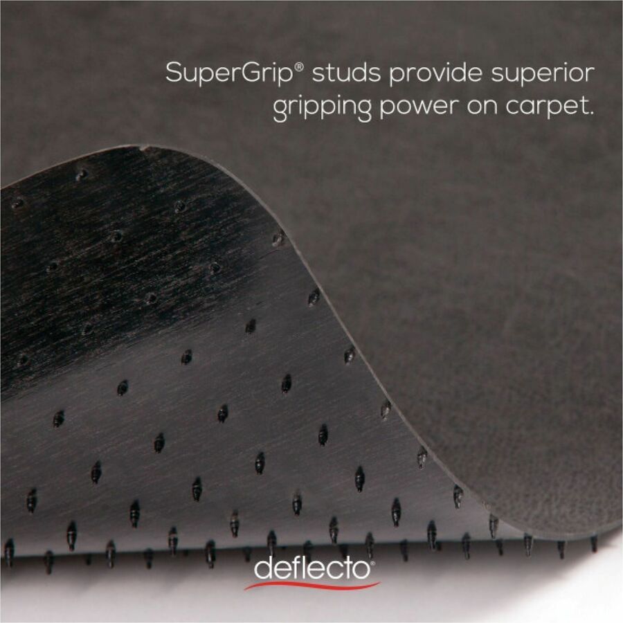 Deflecto SuperMat Medium Pile Carpet Chairmat - Carpeted Floor, Home Office, Indoor, Medium Pile Carpet, Commercial, Chair, Hard Floor - 53" Length x 45" Width x 0.500" Thickness - Rectangular - Black - 1 Each