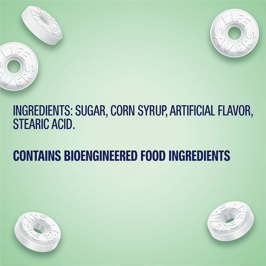 Green Rabbit Life Savers Wint-O-Green Mints - Wintermint - Individually Wrapped, Breath Freshening - 2.81 lb - 1 / Carton