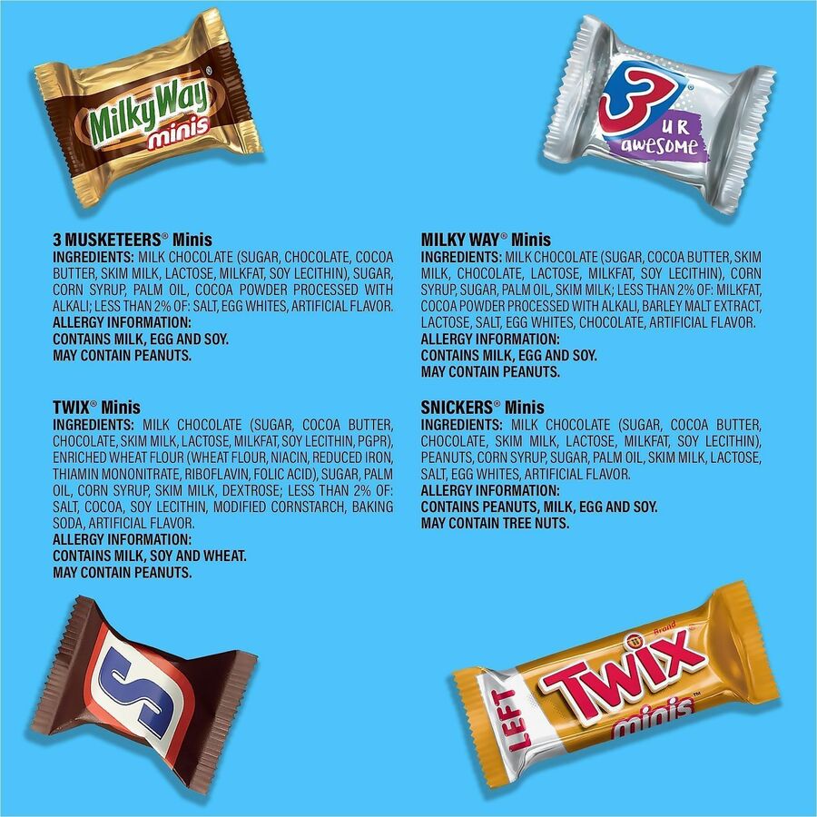 Green Rabbit Mar's Minis Chocolate Variety Pack - Assorted - 180 /Bag - 1 / Carton