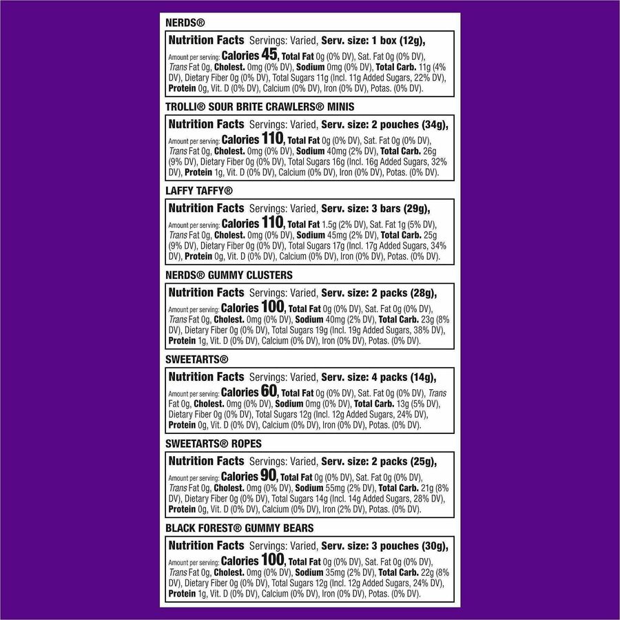 Green Rabbit Nerds Party Mix Candy Variety Pack - Assorted - 120 /Bag - 1 / Carton