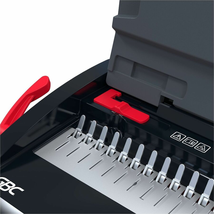 GBC CB12 CombBind Punch and Bind Machine - CombBind - 150 Sheet(s) Bind - 12 Punch - 3.6" Height x 17.9" Width x 11.4" Depth - Black, Red